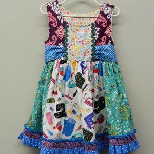 Matilda Jane Platinum Shasta Dress size 4 Sewing Supplies Theme